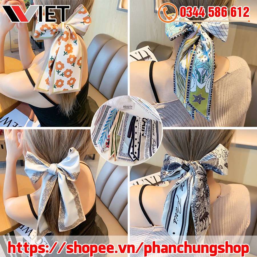 Khăn Lụa Buộc Tóc Thời Trang Kiểu Pháp (Kích Thước 100x8 cm)