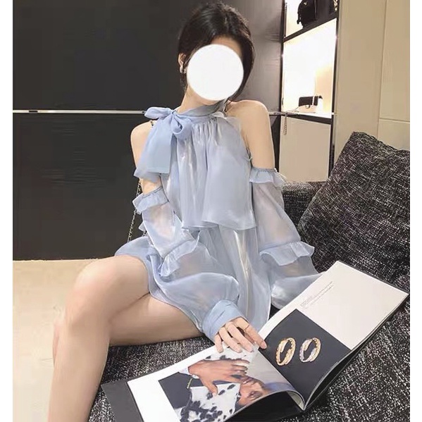 Áo babydoll bánh bèo tiểu thư tơ lụa xinh xắn áo sơ mi kiểu nữ vintage MIVOSA AN335