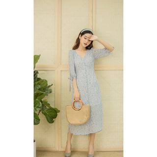 G beauty đầm maxi hoa dáng dài xanh dương