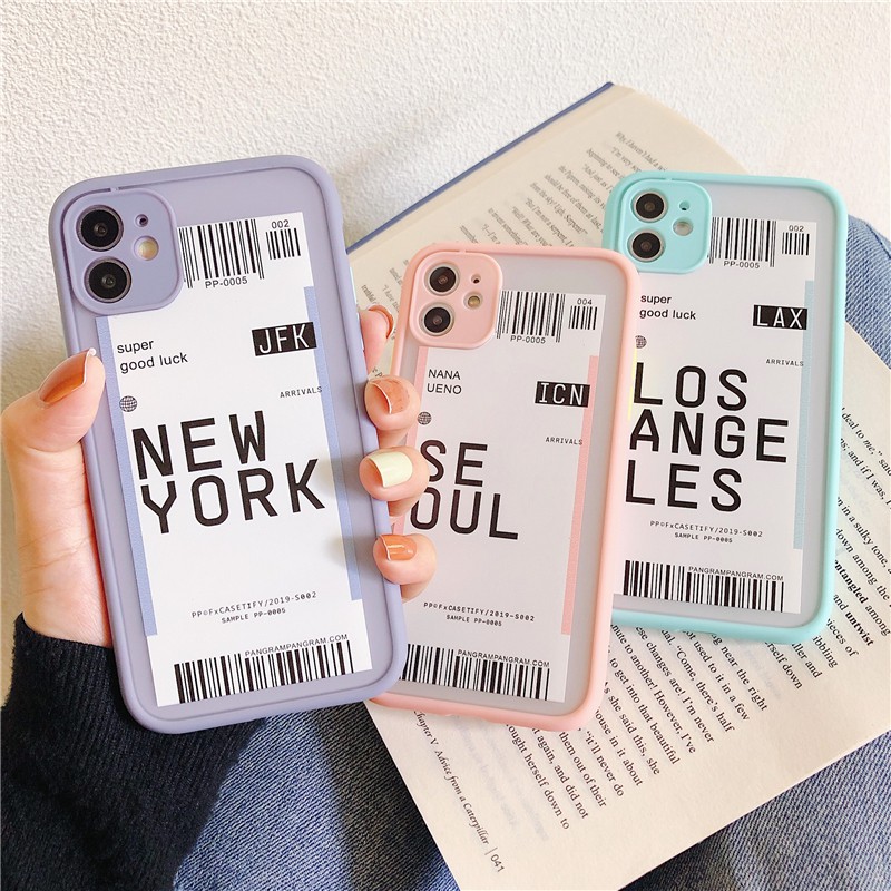 Ốp điện thoại thiết kế hình chữ thành phố New York bảo vệ ống kính máy ảnh cho iPhone 12 / Pro / Max 11 Xr Xs Max