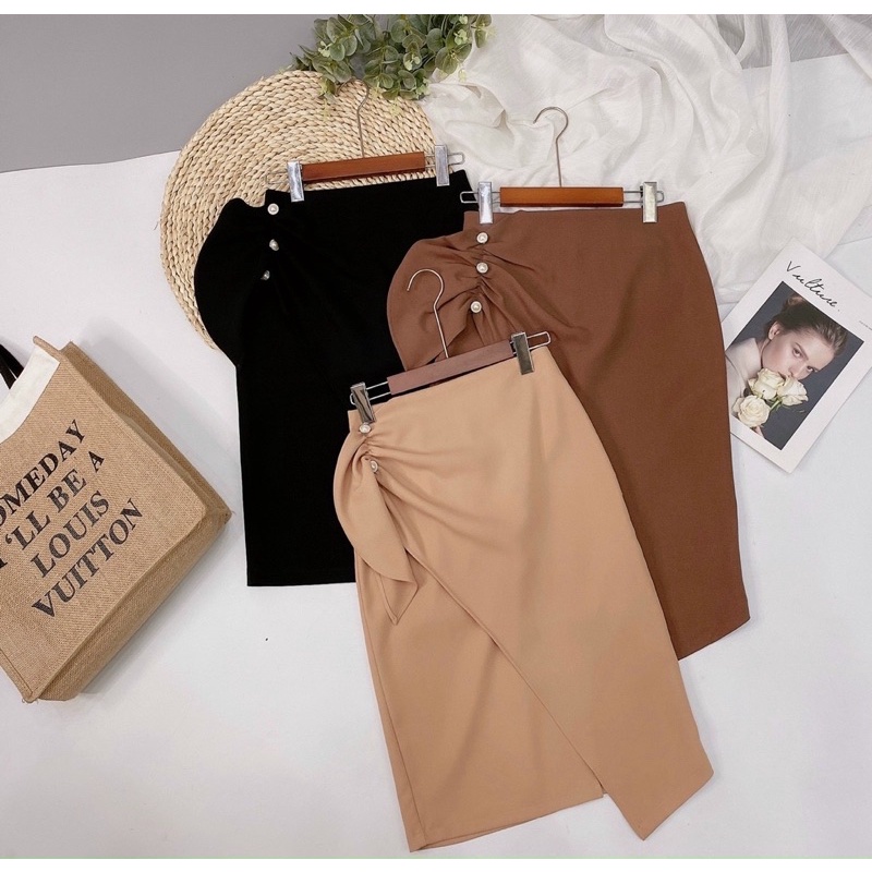 Chân váy bút chì vạt lệch ( giá sale) còn BE, NÂU