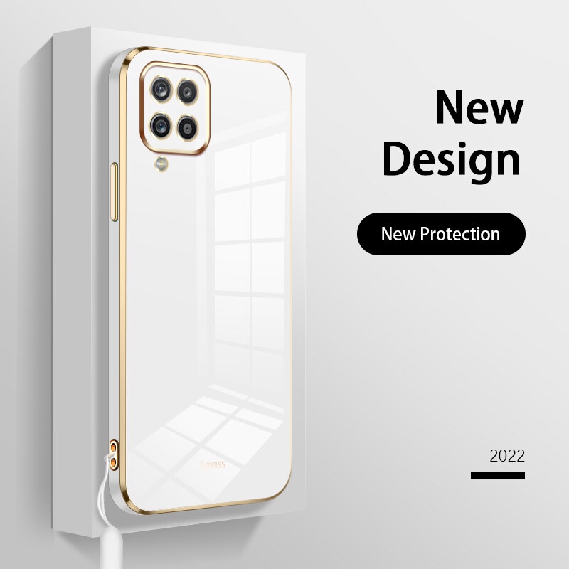 Ốp Điện Thoại Silicone Mạ Viền Sang Trọng Kèm Dây Đeo Cho Samsung Galaxy A12 A22 M12 M32 4G 5G