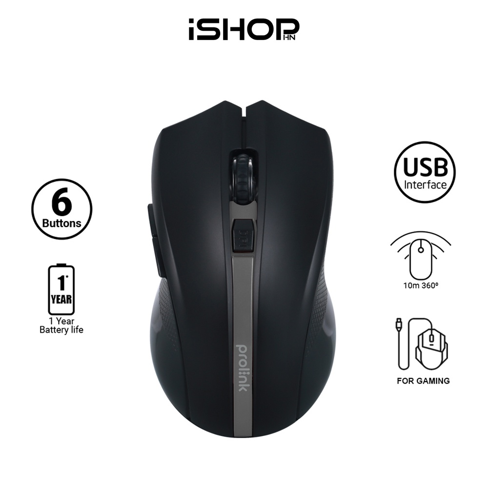 Chuột không dây Prolink PMW6005 thiết kế dành cho Gaming, độ phân giải cao, tiết kiệm pin, giá rẻ
