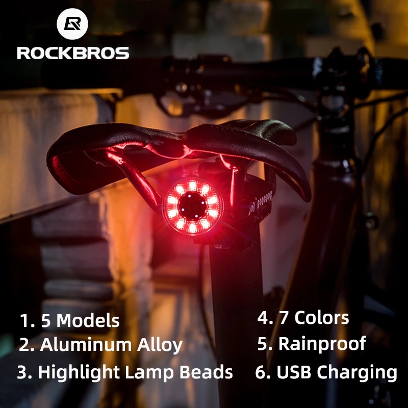 HCM Rockbros Q1 đèn LED xe đạp thể thao đèn hậu cao cấp kháng nước IPX6 sạc USB-C - Giao Hỏa Tốc