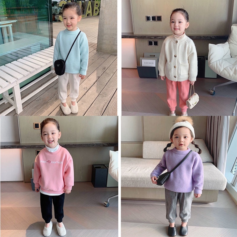 Quần nỉ thể thao lót lông cừu dày ấm cho bé trai bé gái từ 10kg-30kg,Quần Thể Thao Thời Trang Mùa Đông Dành Cho Bé Gái