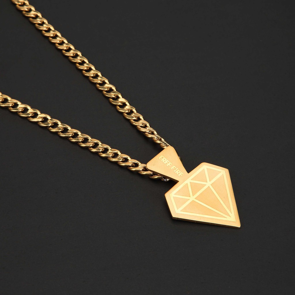 Free Fire Necklace Diamond Pattern Golden Cool Hip Hop Funky Punk 130cm Tail Chain