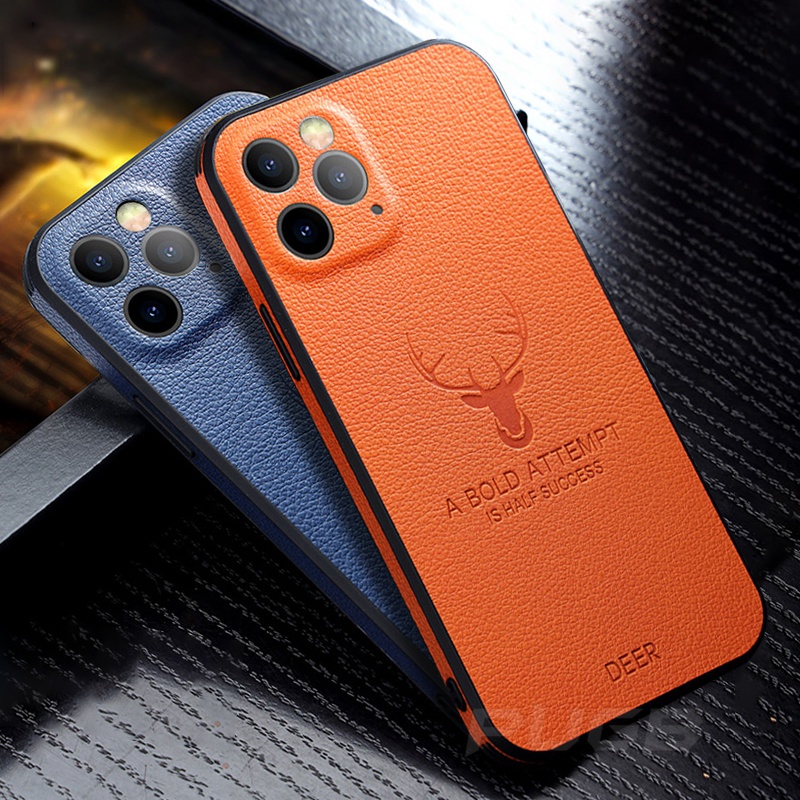 Bao da điện thoại khung vuông chống sốc bảo vệ camera in hình hươu sang trọng cho iPhone 12 11 Pro Max Mini X XR XS | BigBuy360 - bigbuy360.vn