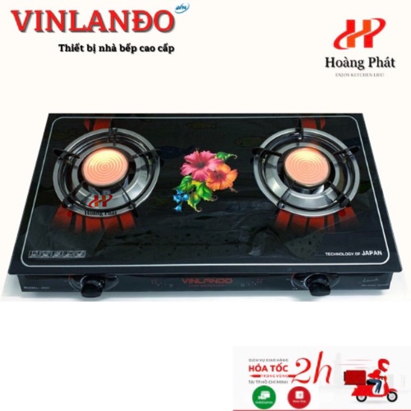 Bếp Gas Đôi Hồng Ngoại Mặt Kính Cường Lực Cao Cấp [VINLANDO VN73K]