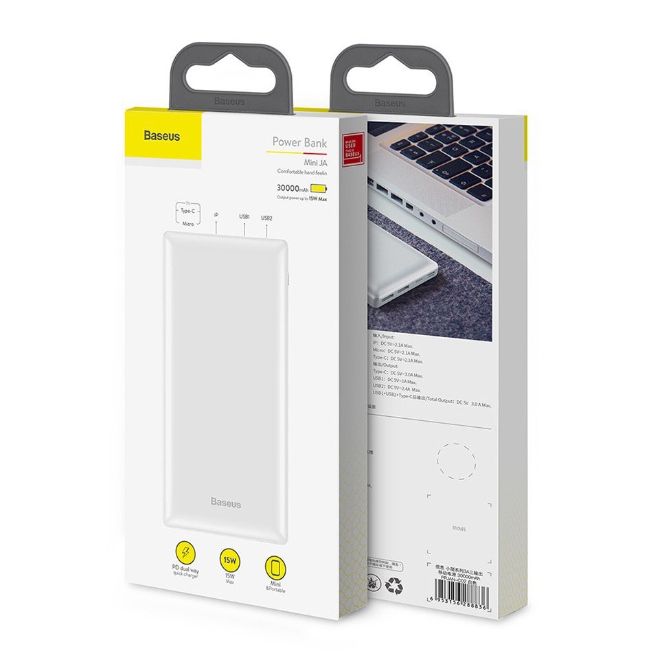 Pin sạc dự phòng 30000mAh hỗ trợ sạc nhanh hiệu Baseus Mini JA  - Chính hãng