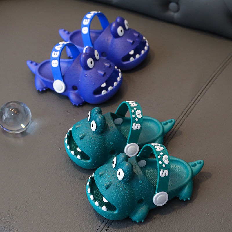 Dép Sandal Đế Dày Không Trượt Hở Ngón Họa Tiết Khủng Long Thời Trang Mùa Hè Cho Bé Trai Và Gái