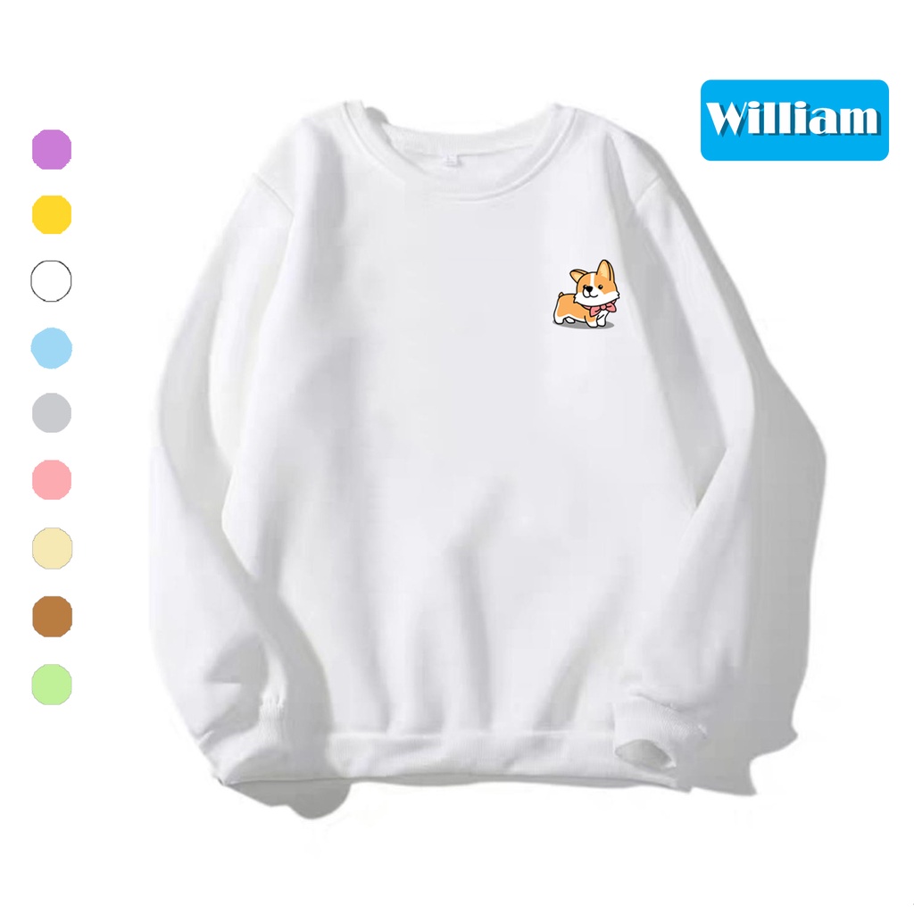 Áo sweater nam nữ in hình Cún cực cute chất nỉ dày dặn, hợp làm áo cặp William - DS184