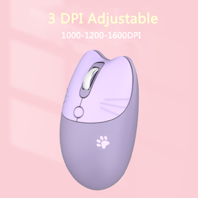 Chuột Không Dây Hình Dấu Chân Mèo Dễ Thương 2.4G Với Đầu Thu USB 3 Nút DPI Cho Laptop PC Notebook