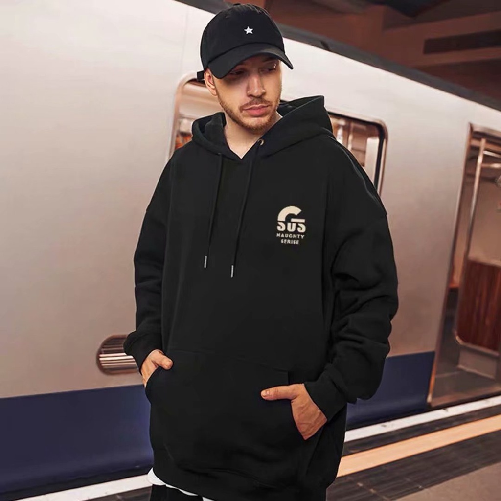 Áo hoodie dáng rộng in họa tiết hoạt hình phong cách Hàn Quốc thời trang cho nam size M-5XL