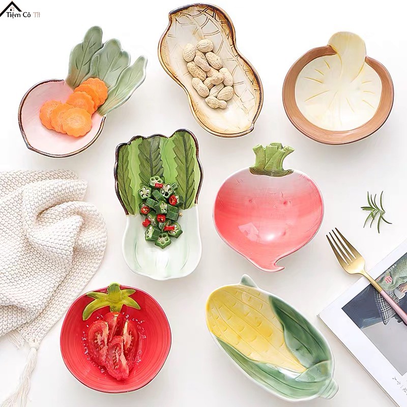 Đĩa sứ hình rau củ