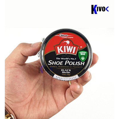 Combo 1 Xi Đánh Bóng Giày Đen Kiwi / Bàn Chải Đánh Giày Lông Ngựa CÁN DÀI - Đánh Bóng Da Lau Giày Sáp - Xi Đen 45ML