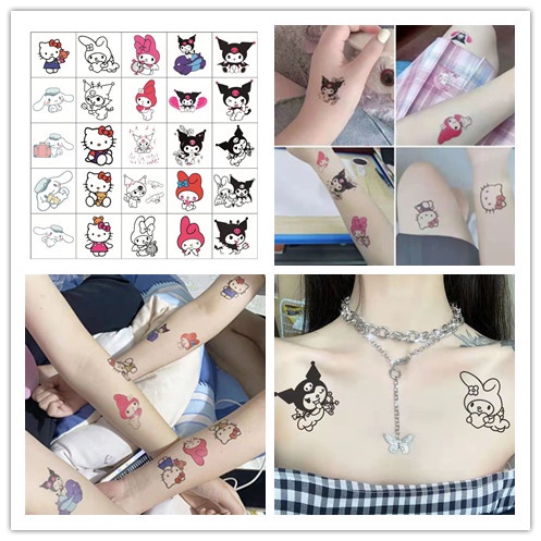 Bộ 25 Tấm Hình Xăm Dán Trang Trí Cơ Thể Kiểu Hoạt Hình Mèo Kulomi Ngọt Ngào Lâu Trôi Chống Thấm Nước