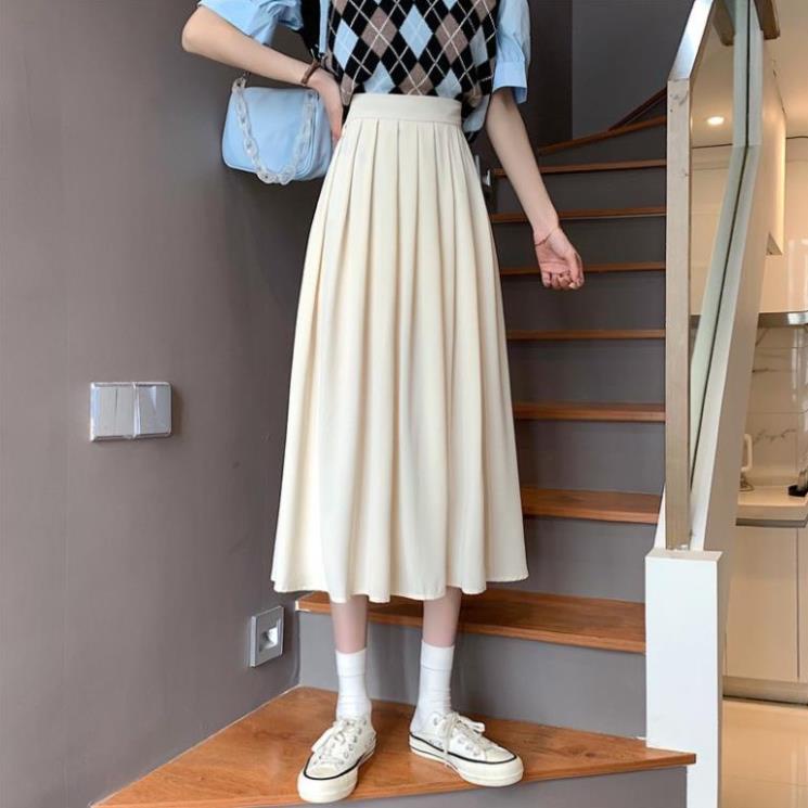 Yena Chân Váy Midi Chữ A Lưng Cao Xếp Ly Phong Cách Hàn Quốc Thời Trang Cho Nữ | BigBuy360 - bigbuy360.vn