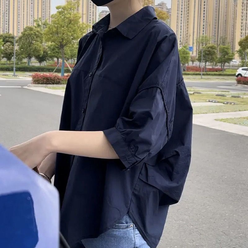 AMOI Áo Sơ Mi Cotton Mỏng Tay Lỡ Dáng Rộng Thời Trang Dành Cho Nữ 2022