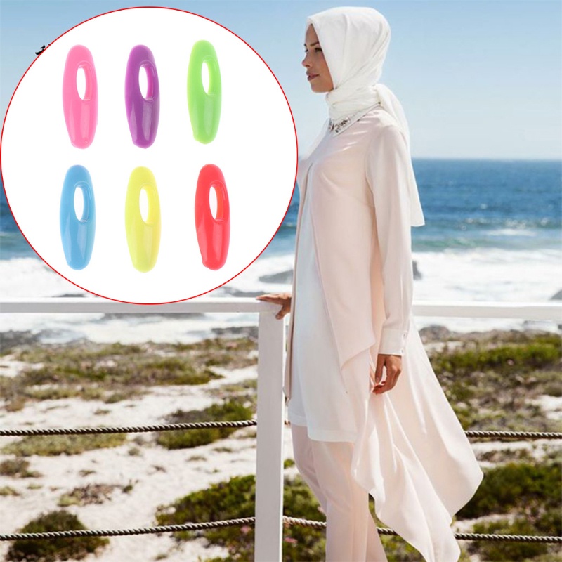 Ghim Cài Khăn Choàng Hình Oval Màu Trơn An Toàn Cho Phụ Nữ Hồi Giáo