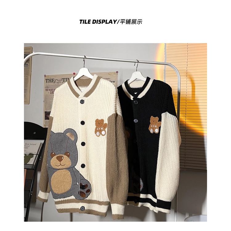 Áo khoác len dáng rộng màu sắc thời trang thu đông phong cách Hàn Quốc cho nam