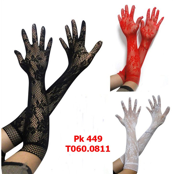 Găng tay lưới dài đen - đỏ trắng 3 màu cơ bản Giangpkc