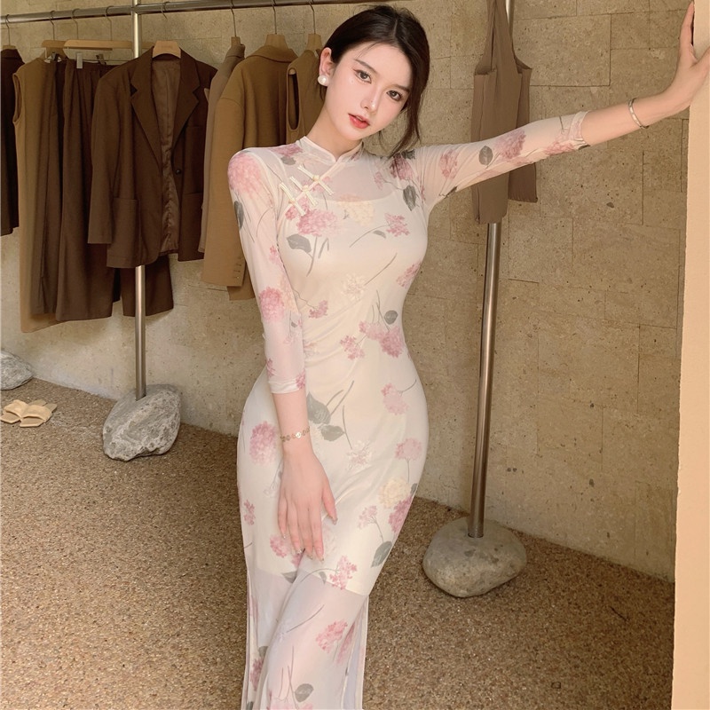 Đầm Maxi Phối Lưới In Hoa Thời Trang Mùa Hè Dễ Phối Đồ Cho Nữ