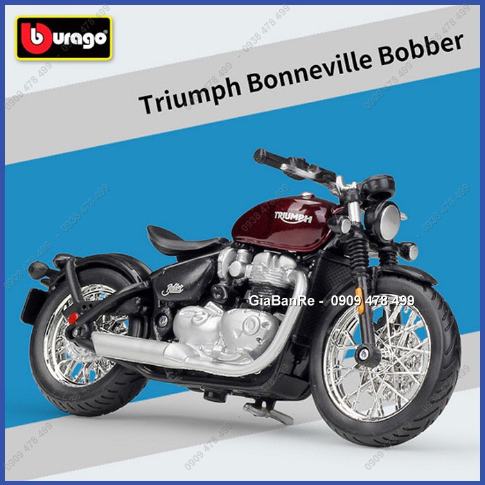 XE MÔ HÌNH MOTO TRIUMPH BONEVILE BOBBER TỈ LỆ 1:18 - BBURAGO - 8877