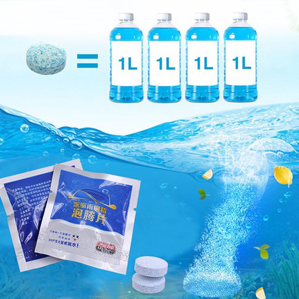 Viên sủi nước kính Ô tô siêu sạch pha được 4 Lít nước. Viên nén tạo hiệu ứng lá sen chống bám nước, bụi.