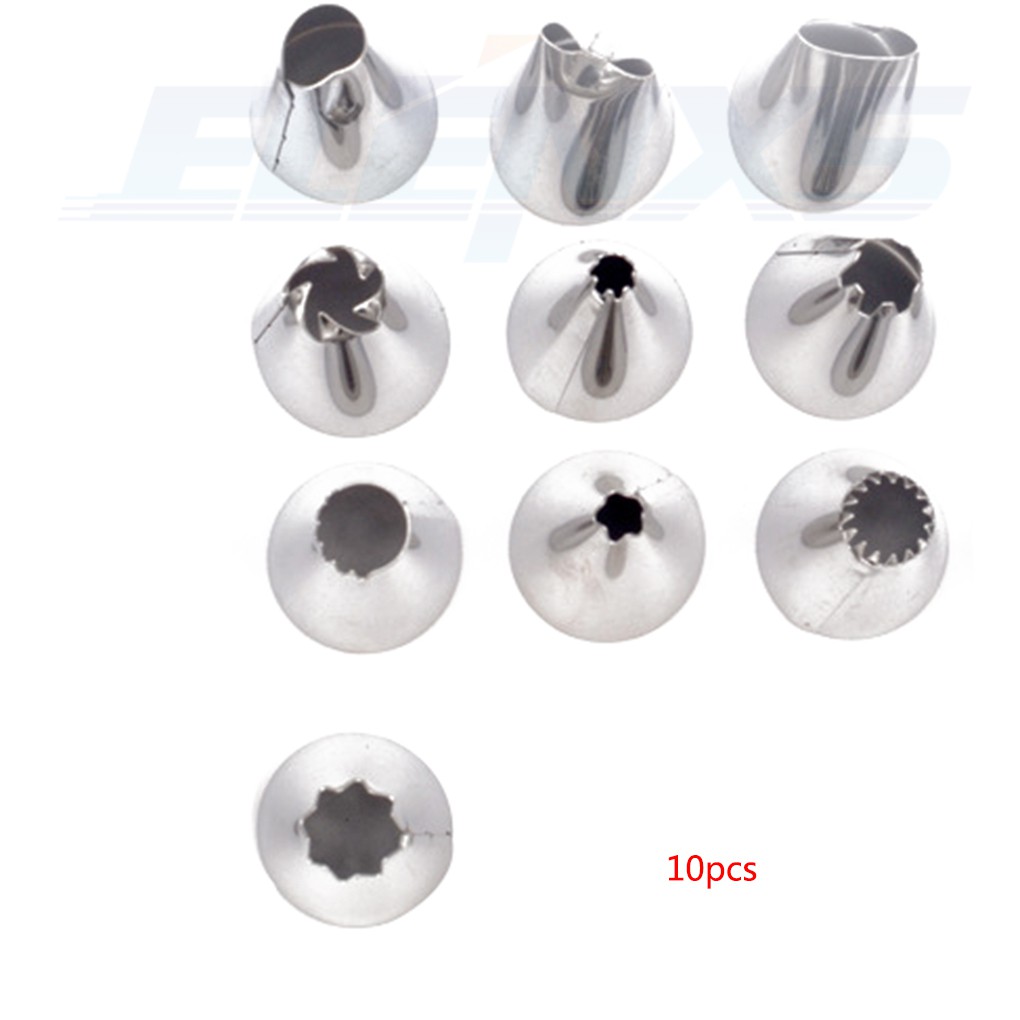 Bộ 10 đầu bắt bông bánh kem dùng trang trí bằng thép không gỉ