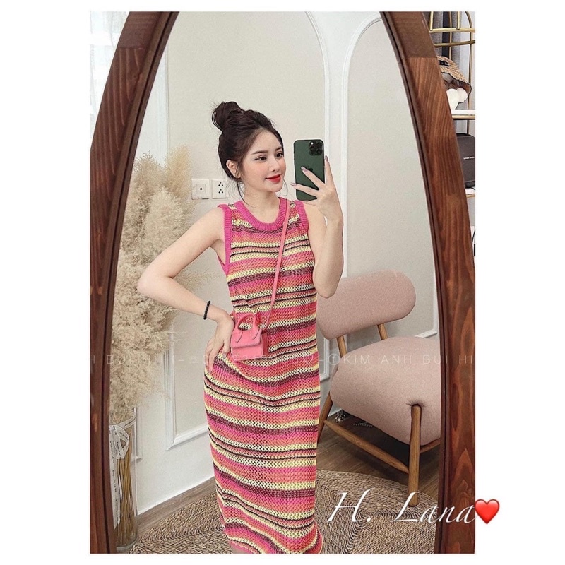 VÁY LEN LƯỚI MỀM PHỐI MÀU CỰC NỔI