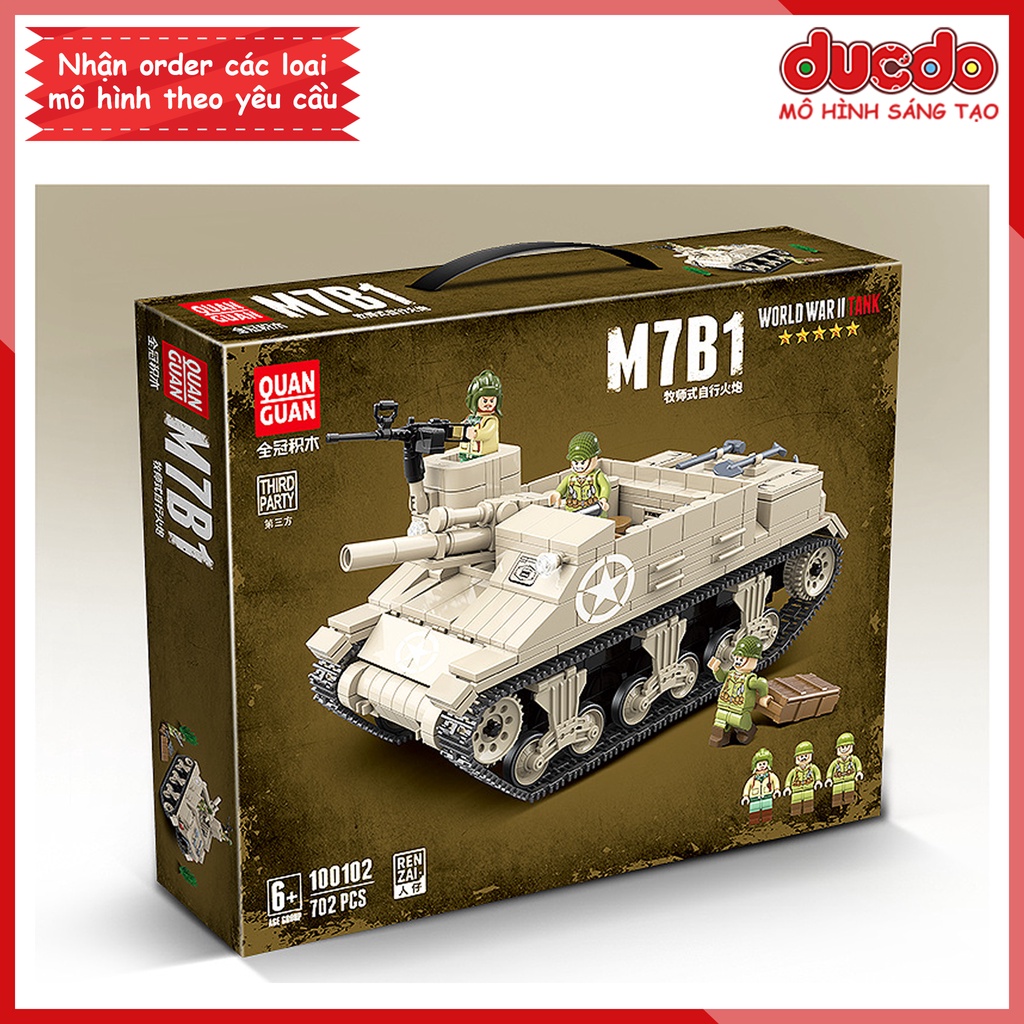 Lắp ghép Siêu tank M7B1 của nước Mỹ hùng mạnh - Đồ chơi Xếp hình Mô hình WW2 QuanGuan 100102