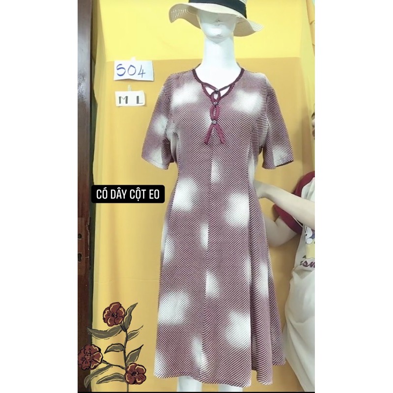 đầm somi voan vintage có dây cột eo.S04