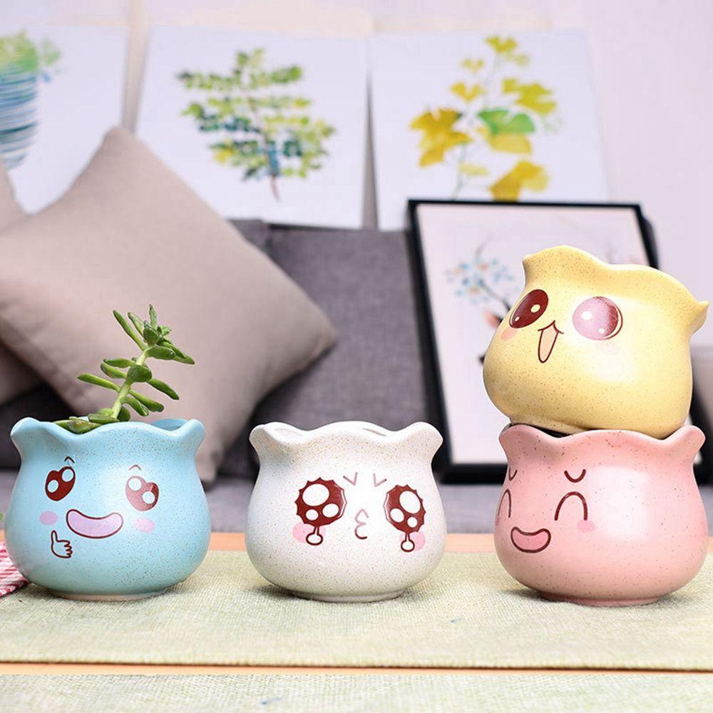YIYU Chậu Hoa Hình Hoạt Hình Màu Macaron Dùng Trang Trí Văn Phòng / Ban Công / Vườn / Phòng Ngủ