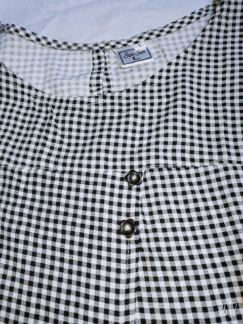 (Ảnh thật)Bộ lanh kẻ có đính cúc trang trí,bộ lanh mặc nhà tay xếp trẻ trung ,nữ tính | BigBuy360 - bigbuy360.vn