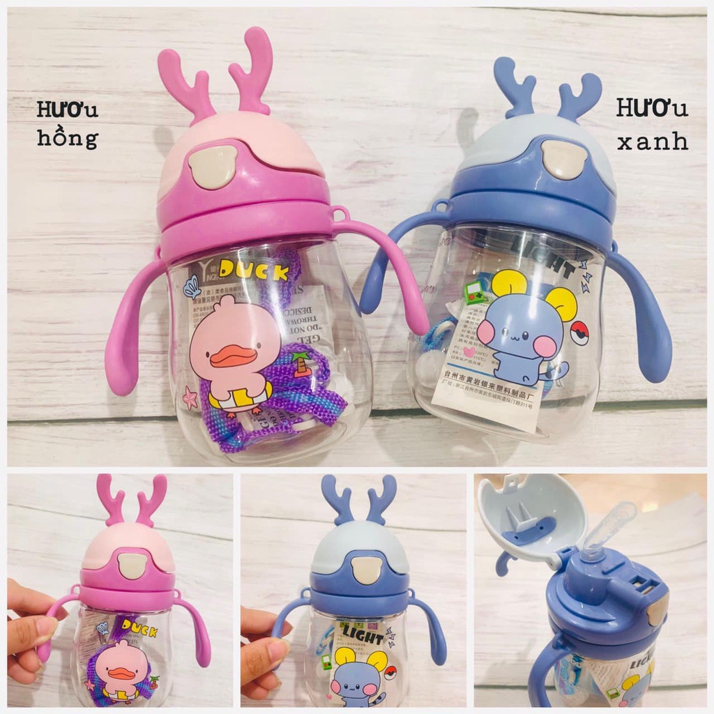 Bình Tập Uống Nước Hình Ngôi Sao Cho Bé Kèm Dây Đeo tặng cọ rửa ống hút Thocgaoshop8989