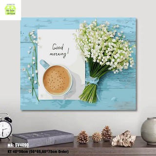 Khung dày 2.5cm Tranh số hóa tự vẽ trang trí phòng bếp các món ăn