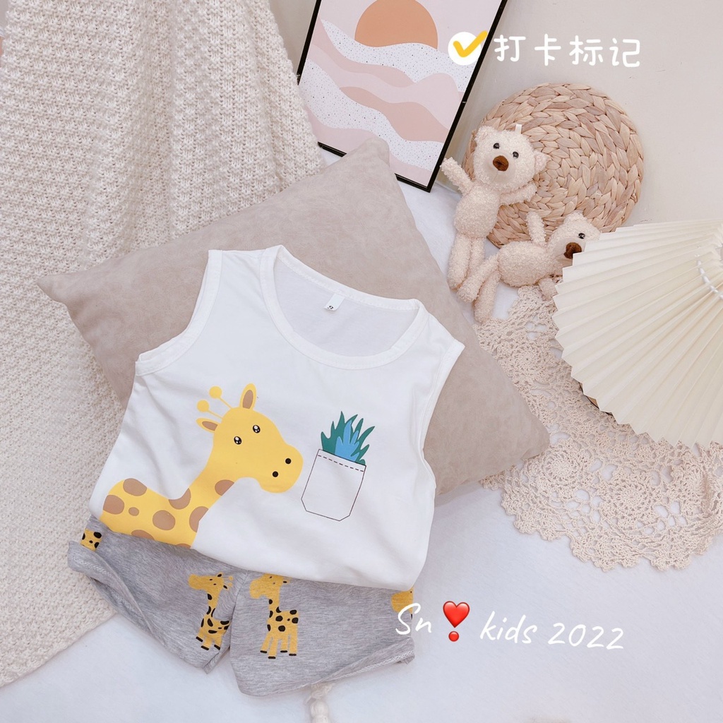 Set Quần Áo Sát Nách  bé trai 2  màu Cực Xinh Cho Bé