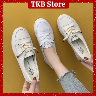 Giày thể thao nữ trắng cao cấp đế bằng Giày sneaker nữ giá rẻ TKB - E2