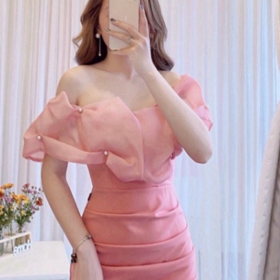 váy Body Hồng Trễ Vai DVC V1635, Váy Đầm Thiết Kế Chính Hãng 2021 | BigBuy360 - bigbuy360.vn