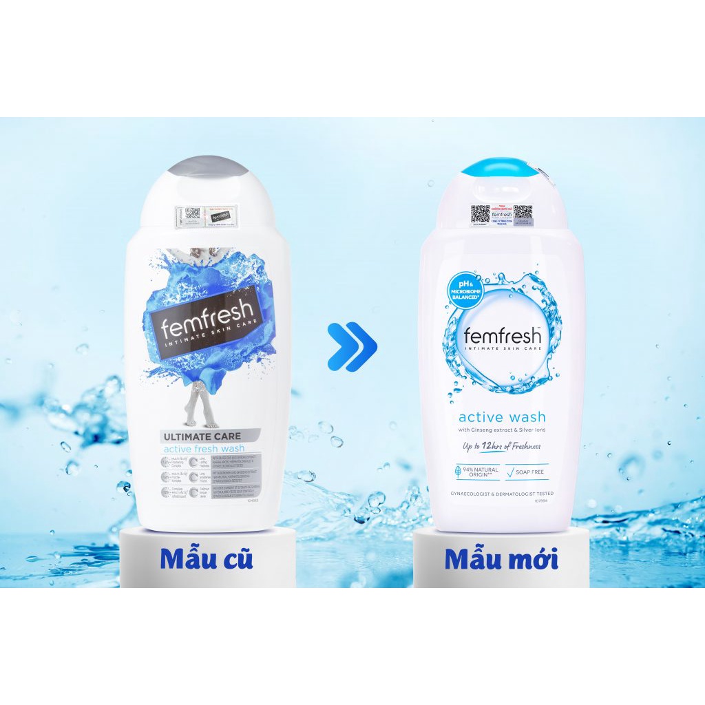 Dung Dịch Vệ Sinh Dành Cho Nữ Femfresh Active Fresh Wash 250ml - Xanh Dương