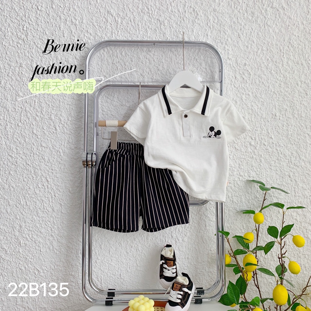 SET BỘ MICKEY POLO QUẦN KẺ CHO BÉ