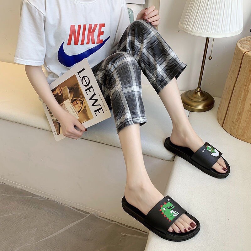 Dép lê quai ngang khủng long Unisex, dép đi trong nhà, DÉP Bánh Mì Cute, Hottrend - LinhTinhshop