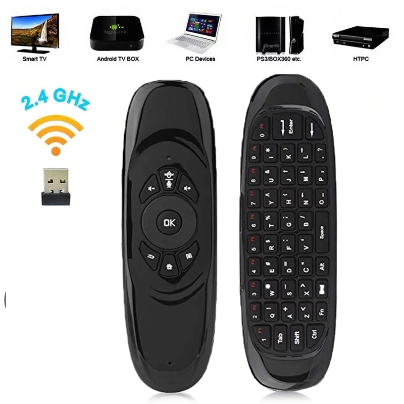 Bộ Bàn Phím Và Chuột Bay Không Dây C120 2.4Ghz Đa Ngôn Ngữ Cho Đầu Thu Tín Hiệu TV/Máy Tính/Máy Tính Xách Tay