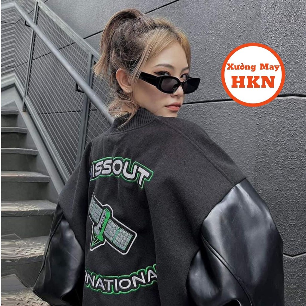 Áo Khoác Bomber Nam Nữ Unisex Jacket Varsity Cardigan Missout Phối Tay Da Mã 684 Xưởng May HKN