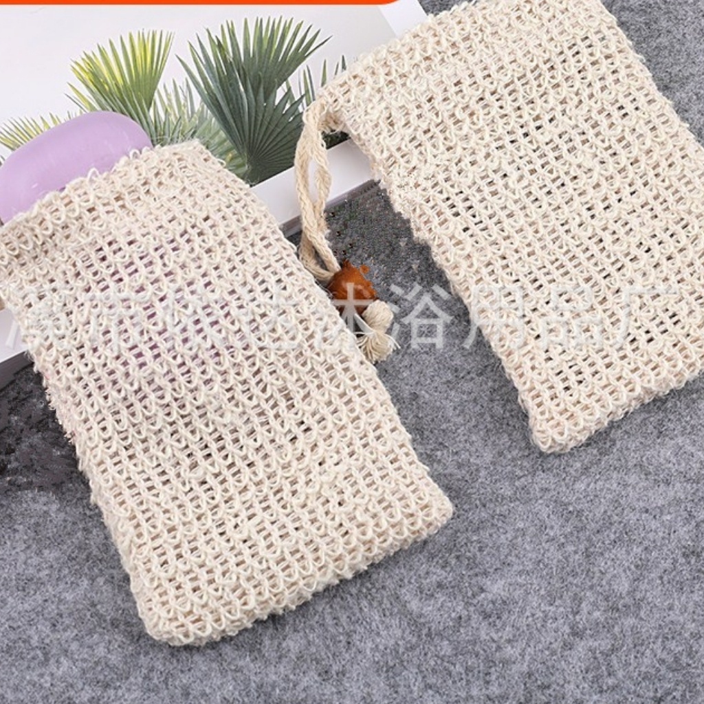 Túi Lưới Đựng Xà Phòng Tạo Bọt Tiện Lợi / Sợi Linen Tự Nhiên Tẩy Da Chết- Kích Thước 14*9 Cm