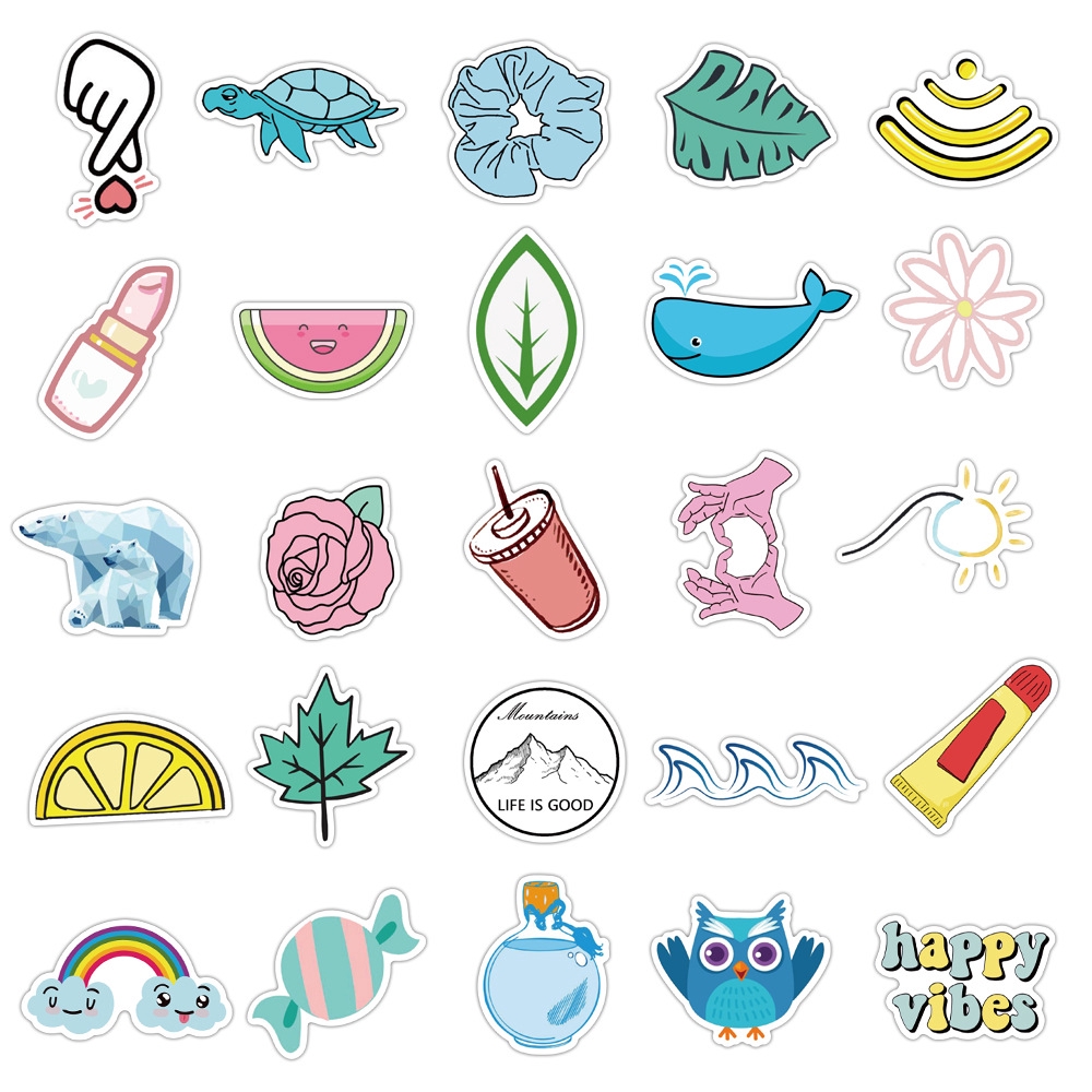 Set 50 Miếng Dán Chống Nước Nhiều Màu Sắc Trang Trí Tủ Lạnh