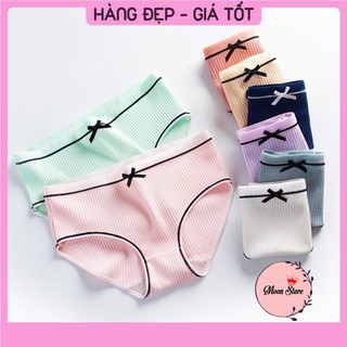Quần lót nữ cotton tăm nơ viền đen cạp nơ kháng khuẩn xuất Nhật (có video thật)