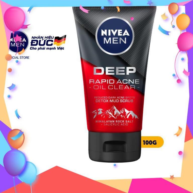 Sữa rửa mặt NIVEA MEN Deep Rapid Acne Oil Clear (100g)