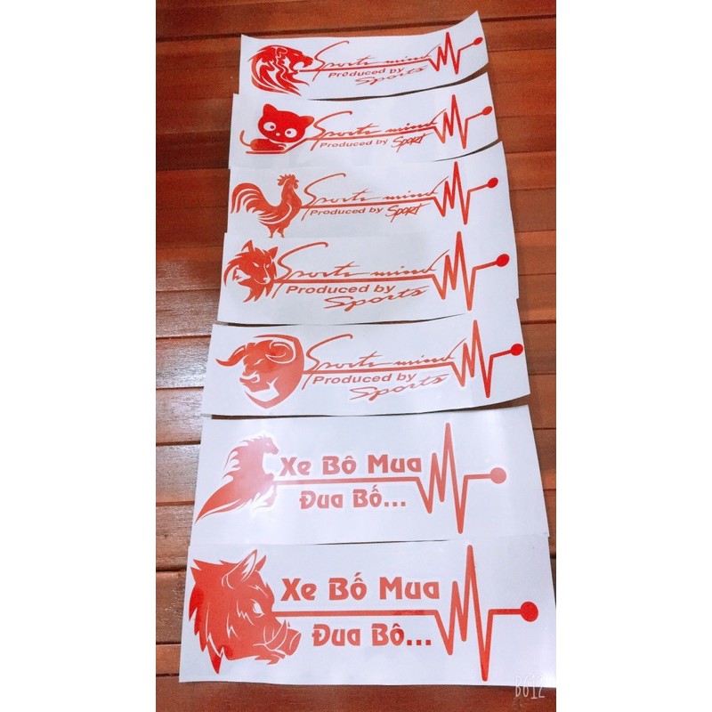 Tem dán 12 con  giáp siêu chất( dán cho mọi loại xe) giao hình ngẫu nhiên