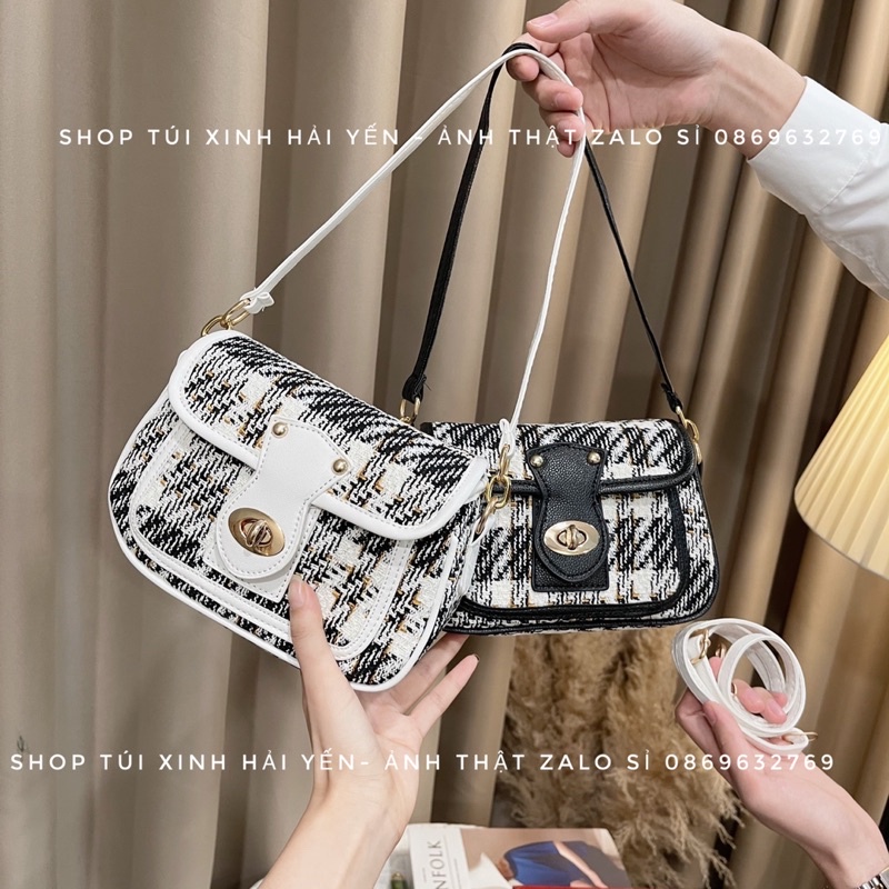 Túi dạ phối đeo chéo kẹp nách bản 2 dây vip, lót đỏ khoá xoay( ảnh thật cam kết như hình)